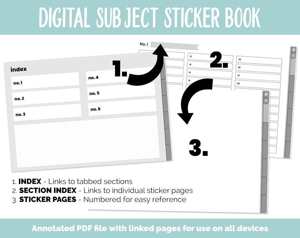 Blank Subject Digital Sticker Books | Whiteout Theme | Goodnotes, iPad & Android