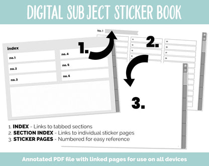 Blank Subject Digital Sticker Books | Whiteout Theme | Goodnotes, iPad & Android