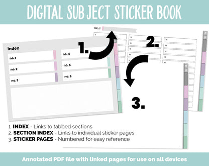 Blank Subject Digital Sticker Books | Waves Theme | Goodnotes, iPad & Android
