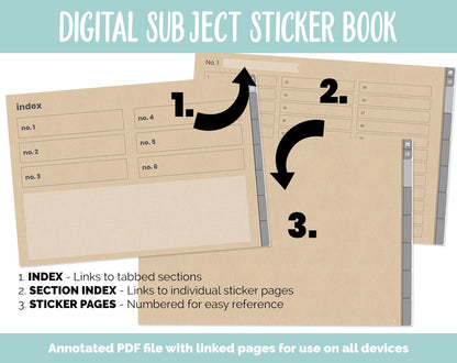 Blank Subject Digital Sticker Books | Kraft Theme | Goodnotes, iPad & Android