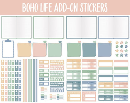 Boho Life Add-On Digital Stickers | GoodNotes & iPad | Trackers, Budget, Fitness, Health, Habits