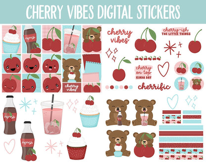 Cherry Vibes Digital Stickers | GoodNotes & iPad | Emoti, Moods, Retro, Functional, Tasks