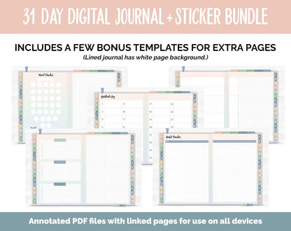 31 Day Digital Journal + Sticker Bundle | Inspired Theme