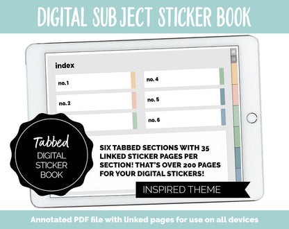 Blank Subject Digital Sticker Books | Inspired Theme | Goodnotes, iPad & Android