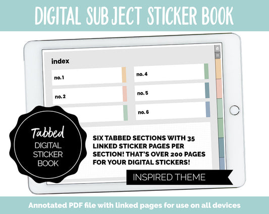 Blank Subject Digital Sticker Books | Inspired Theme | Goodnotes, iPad & Android