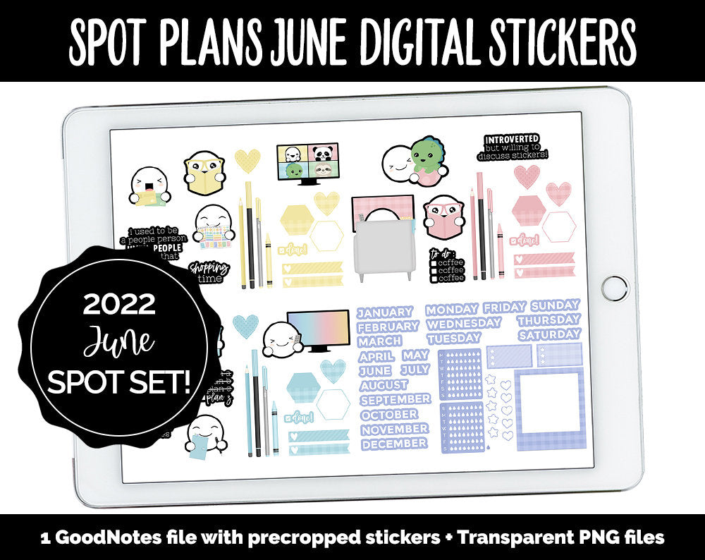 Spot Plans June Digital Stickers | GoodNotes, iPad and Android | Sassy, Dinosaur, Adulting, Planning, Funny