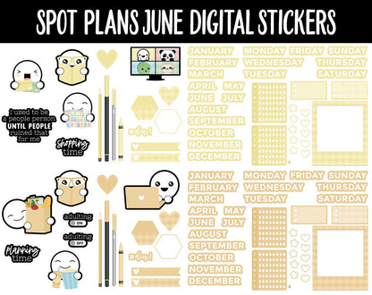 Spot Plans June Digital Stickers | GoodNotes, iPad and Android | Sassy, Dinosaur, Adulting, Planning, Funny