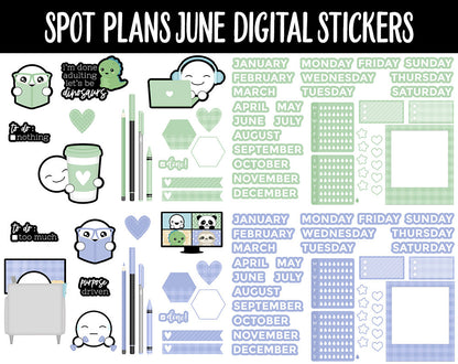 Spot Plans June Digital Stickers | GoodNotes, iPad and Android | Sassy, Dinosaur, Adulting, Planning, Funny