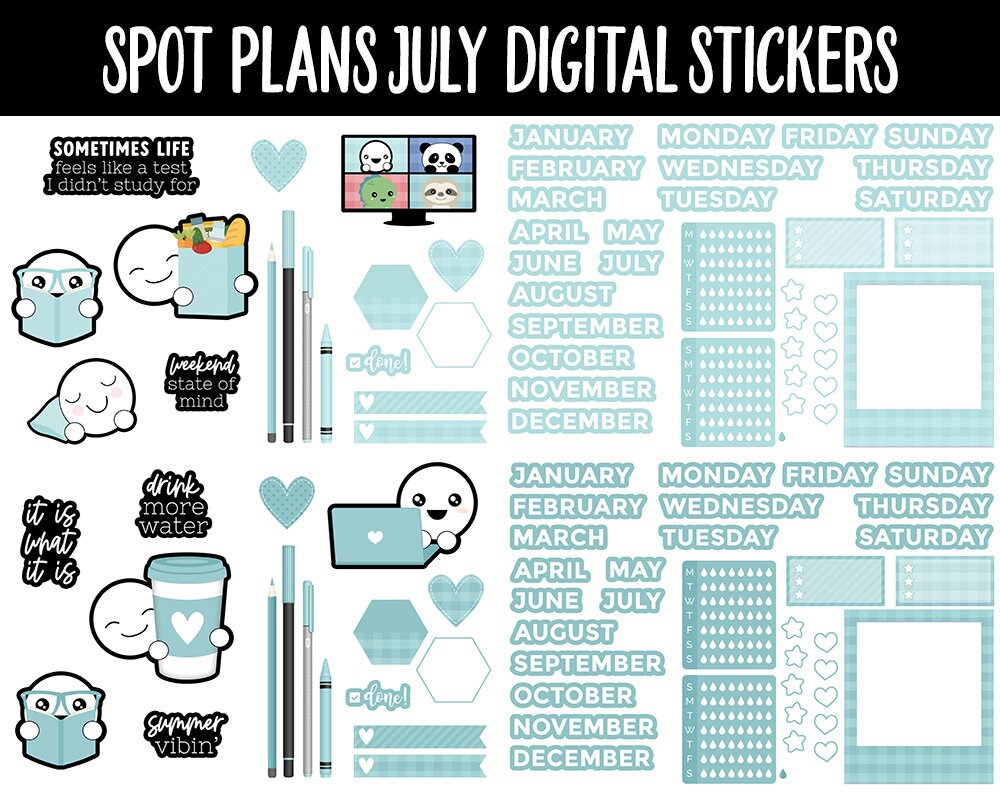 Spot Plans July Digital Stickers | GoodNotes, iPad and Android | Sassy, Summer, Adulting, Planning, Funny
