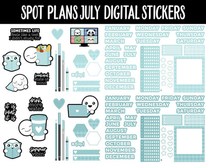 Spot Plans July Digital Stickers | GoodNotes, iPad and Android | Sassy, Summer, Adulting, Planning, Funny
