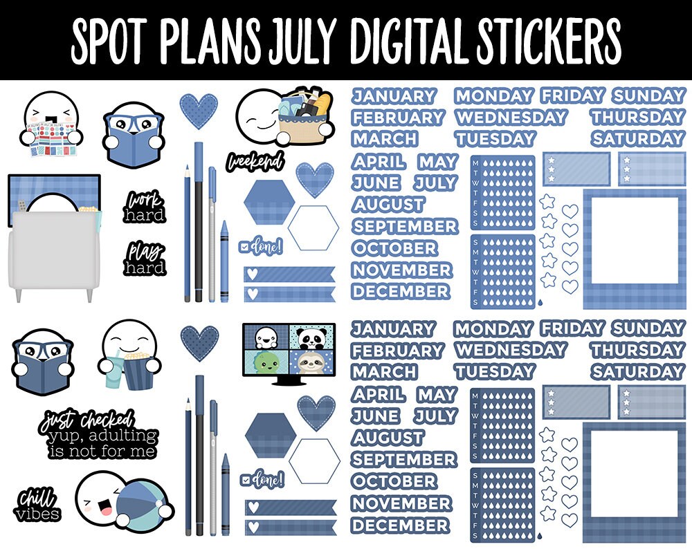 Spot Plans July Digital Stickers | GoodNotes, iPad and Android | Sassy, Summer, Adulting, Planning, Funny