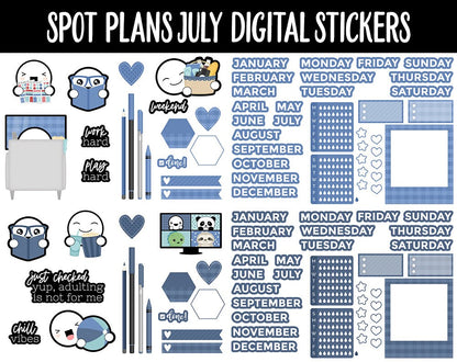 Spot Plans July Digital Stickers | GoodNotes, iPad and Android | Sassy, Summer, Adulting, Planning, Funny