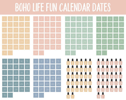 Boho Life Fun Calendar Date Digital Stickers | GoodNotes, iPad and Android