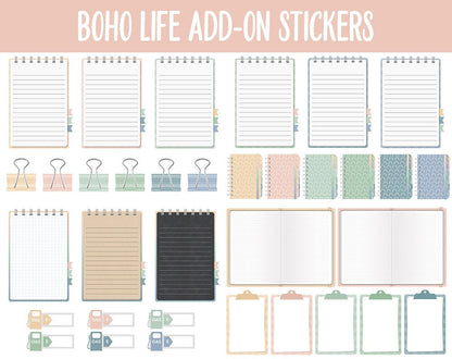 Boho Life Add-On Digital Stickers | GoodNotes & iPad | Trackers, Budget, Fitness, Health, Habits