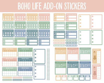 Boho Life Add-On Digital Stickers | GoodNotes & iPad | Trackers, Budget, Fitness, Health, Habits