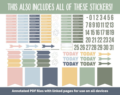 31 Day Digital Journal + Sticker Bundle | Focused Theme