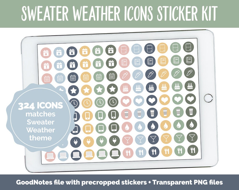 Sweater Weather Icon Digital Planner Stickers | GoodNotes, iPad and Android | Icons, Life, Weather, Everyday