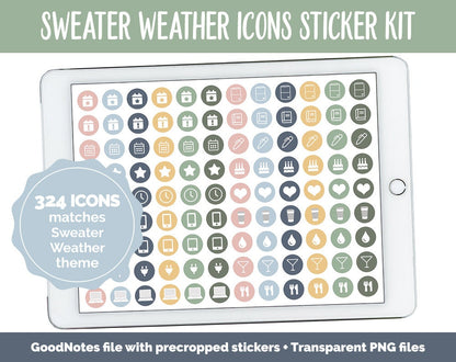Sweater Weather Icon Digital Planner Stickers | GoodNotes, iPad and Android | Icons, Life, Weather, Everyday
