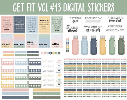 Get Fit Vol #13 Digital Stickers | GoodNotes & iPad | Fitness, Health, Self-Care, Workout | Sweater Weather