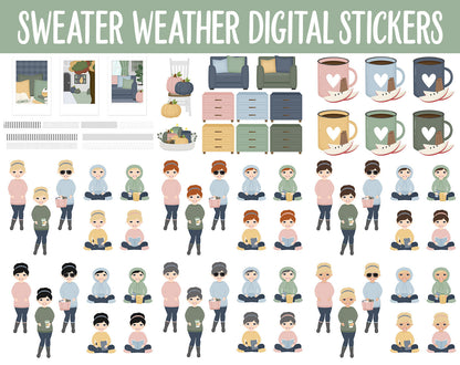 Sweater Weather Digital Sticker Mega Bundle | GoodNotes & iPad | September, Fall, Autumn, Papers, Work, Planner Girls, Adulting, Tasks
