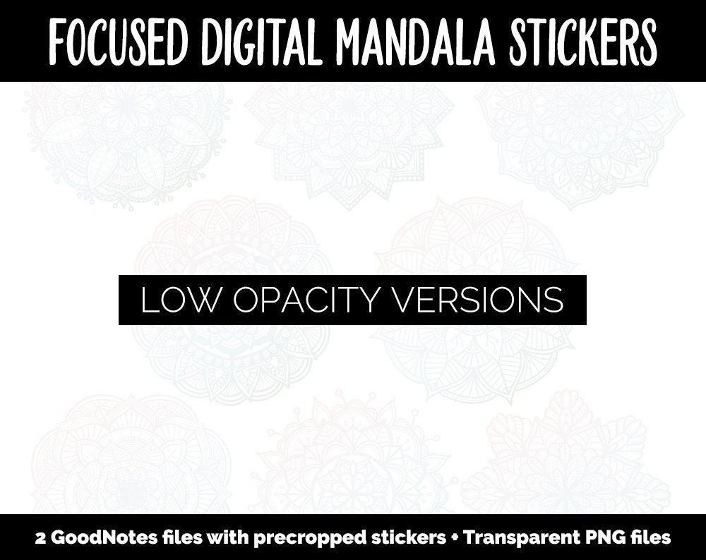 Focused Mandala Digital Planner Stickers | GoodNotes, iPad and Android | Gradient, Ombre, Coloring