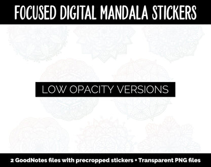 Focused Mandala Digital Planner Stickers | GoodNotes, iPad and Android | Gradient, Ombre, Coloring