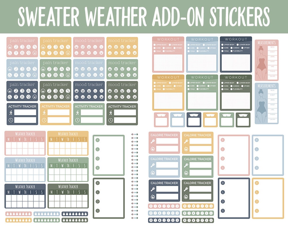 Sweater Weather Add-On Digital Stickers | GoodNotes & iPad | Trackers, Budget, Fitness, Health, Habits