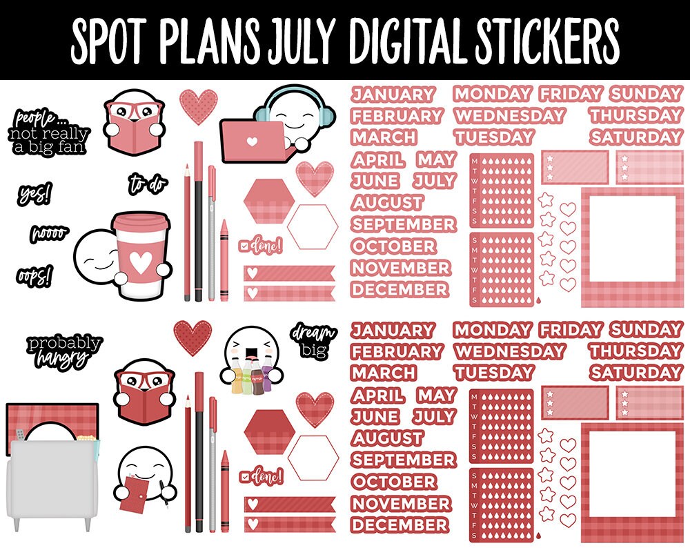 Spot Plans July Digital Stickers | GoodNotes, iPad and Android | Sassy, Summer, Adulting, Planning, Funny