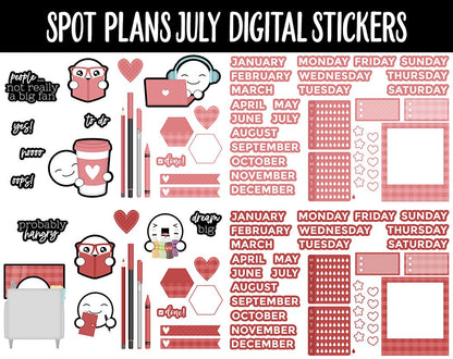 Spot Plans July Digital Stickers | GoodNotes, iPad and Android | Sassy, Summer, Adulting, Planning, Funny
