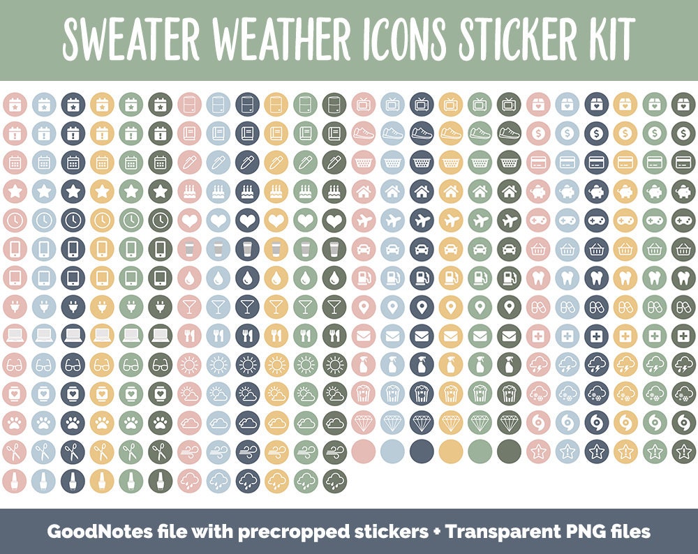Sweater Weather Icon Digital Planner Stickers | GoodNotes, iPad and Android | Icons, Life, Weather, Everyday