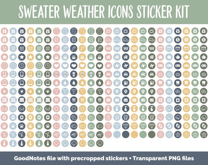 Sweater Weather Icon Digital Planner Stickers | GoodNotes, iPad and Android | Icons, Life, Weather, Everyday