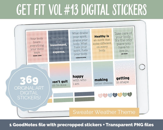 Get Fit Vol #13 Digital Stickers | GoodNotes & iPad | Fitness, Health, Self-Care, Workout | Sweater Weather