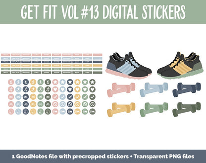 Get Fit Vol #13 Digital Stickers | GoodNotes & iPad | Fitness, Health, Self-Care, Workout | Sweater Weather