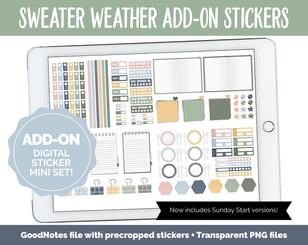 Sweater Weather Add-On Digital Stickers | GoodNotes & iPad | Trackers, Budget, Fitness, Health, Habits