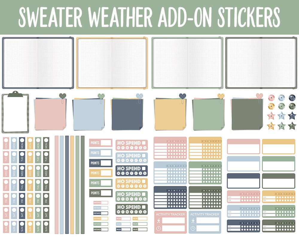 Sweater Weather Add-On Digital Stickers | GoodNotes & iPad | Trackers, Budget, Fitness, Health, Habits