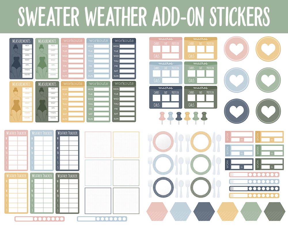 Sweater Weather Add-On Digital Stickers | GoodNotes & iPad | Trackers, Budget, Fitness, Health, Habits