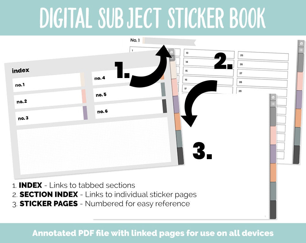 Blank Subject Digital Sticker Books | Moonbeam Theme | Goodnotes, iPad & Android