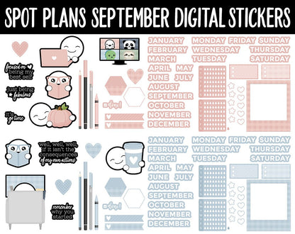 Spot Plans September Digital Stickers | GoodNotes, iPad and Android | Sassy, Fall, Adulting, Planning, Funny