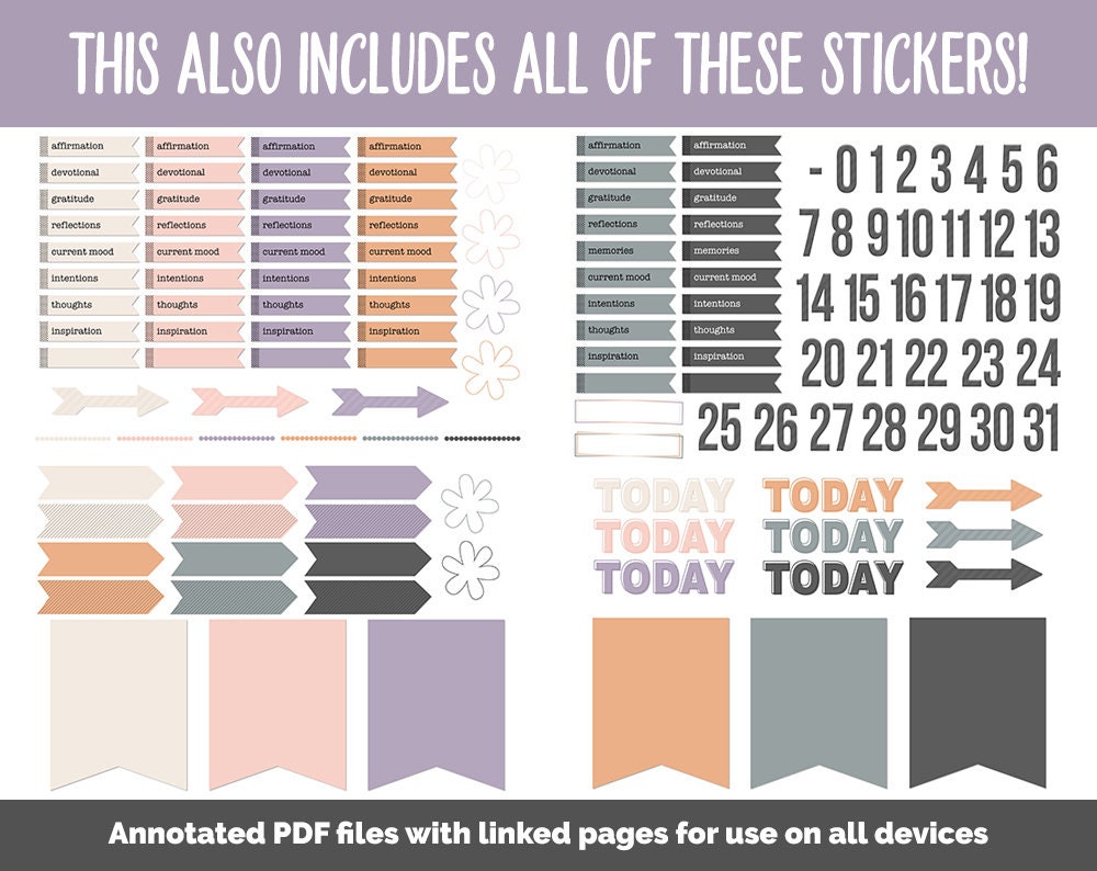 31 Day Digital Journal + Sticker Bundle | Moonbeam Theme