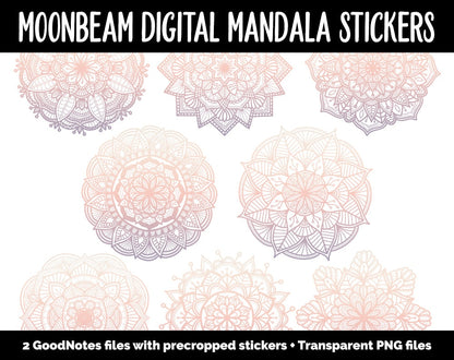 Moonbeam Mandala Digital Planner Stickers | GoodNotes, iPad and Android | Gradient, Ombre, Coloring