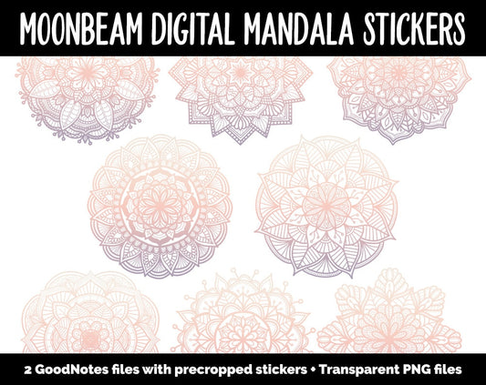 Moonbeam Mandala Digital Planner Stickers | GoodNotes, iPad and Android | Gradient, Ombre, Coloring