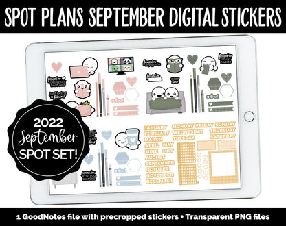 Spot Plans September Digital Stickers | GoodNotes, iPad and Android | Sassy, Fall, Adulting, Planning, Funny