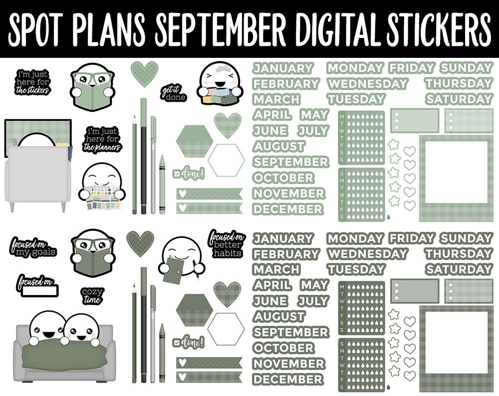 Spot Plans September Digital Stickers | GoodNotes, iPad and Android | Sassy, Fall, Adulting, Planning, Funny