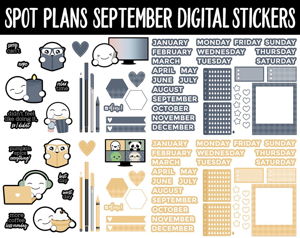 Spot Plans September Digital Stickers | GoodNotes, iPad and Android | Sassy, Fall, Adulting, Planning, Funny