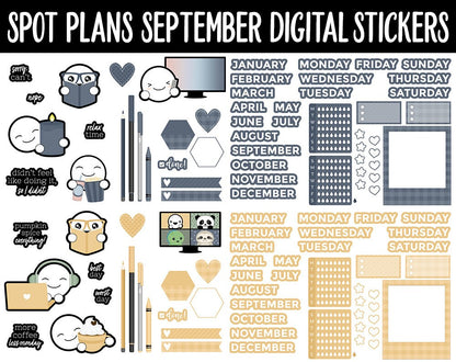 Spot Plans September Digital Stickers | GoodNotes, iPad and Android | Sassy, Fall, Adulting, Planning, Funny