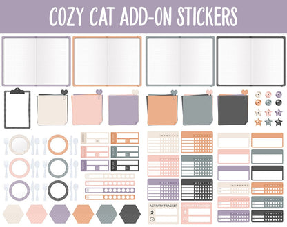 Cozy Cat Add-On Digital Stickers | GoodNotes & iPad | Trackers, Budget, Fitness, Health, Habits
