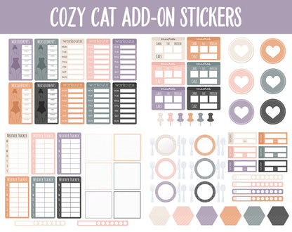 Cozy Cat Add-On Digital Stickers | GoodNotes & iPad | Trackers, Budget, Fitness, Health, Habits