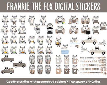 Frankie the Fox Digital Sticker Mega Bundle | GoodNotes & iPad | November, Fall, Neutral, Chores, Work, Kawaii, Adulting, Tasks