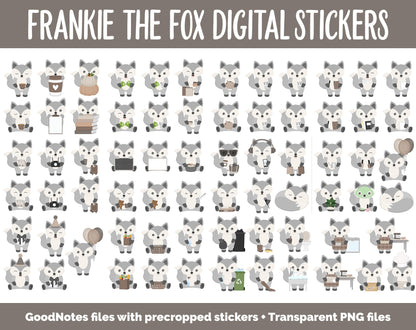 Frankie the Fox Digital Sticker Mega Bundle | GoodNotes & iPad | November, Fall, Neutral, Chores, Work, Kawaii, Adulting, Tasks