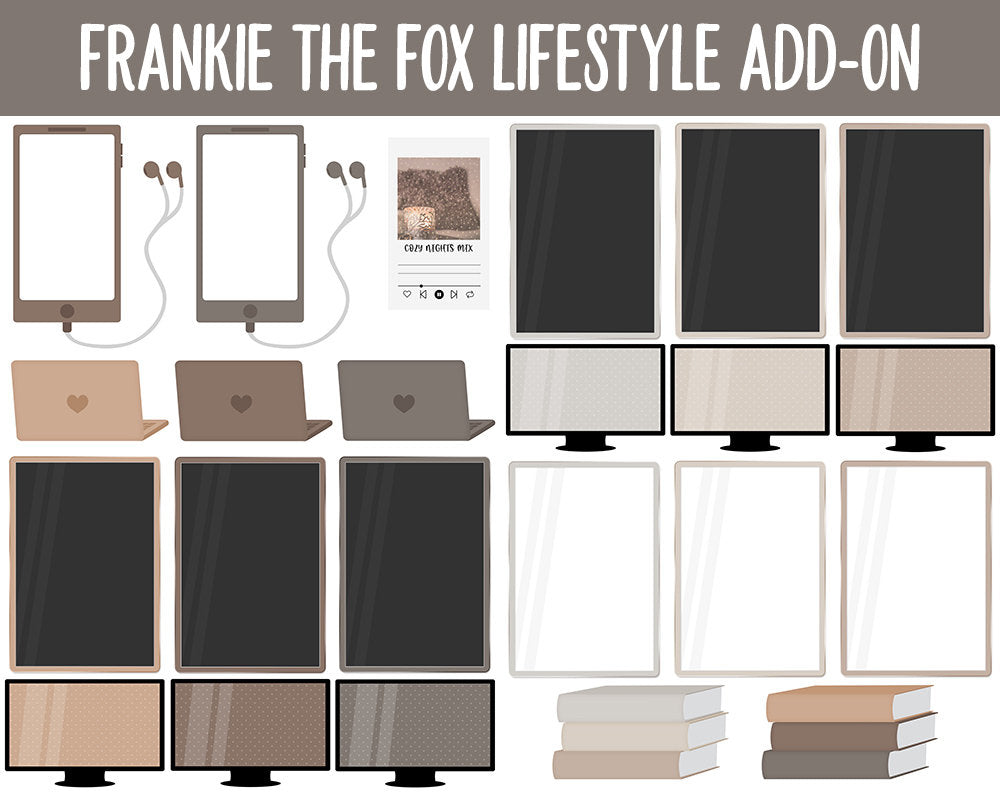 Frankie the Fox Lifestyle Add-On Digital Stickers | GoodNotes & iPad | TV, Playlist, Travel, Reading, Work, Groceries